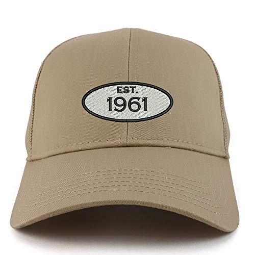 Trendy Apparel Shop Established 1961 Embroidered 60th Birthday High Profile High Profile Trucker Mesh Cap