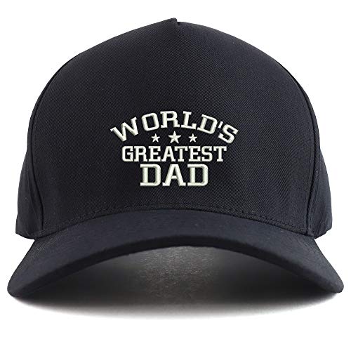 Trendy Apparel Shop World's Greatest Dad Embroidered Oversized 5 Panel XXL Baseball Cap