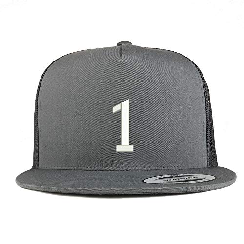 Trendy Apparel Shop Number 1 Embroidered 5 Panel Flatbill Trucker Mesh Cap