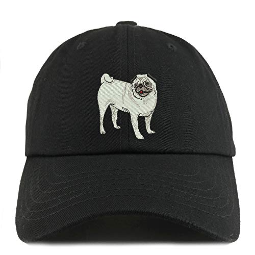 Trendy Apparel Shop Pug Dog Embroidered Low Profile Soft Cotton Dad Hat Cap