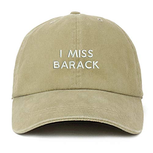 Trendy Apparel Shop XXL I Miss Barack Embroidered Unstructured Washed Pigment Dyed Baseball Cap