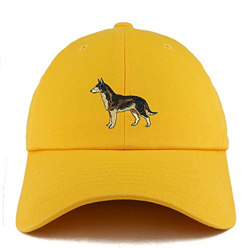 Trendy Apparel Shop Dark German Shepherd Dog Embroidered Low Profile Soft Cotton Dad Hat Cap