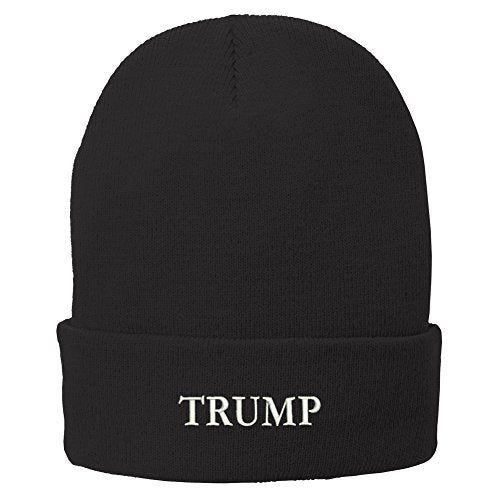 Trendy Apparel Shop Trump Embroidered Winter Folded Long Beanie