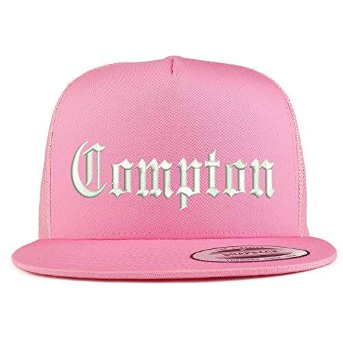 Trendy Apparel Shop Compton 5 Panel Flatbill Trucker Mesh Snapback Cap