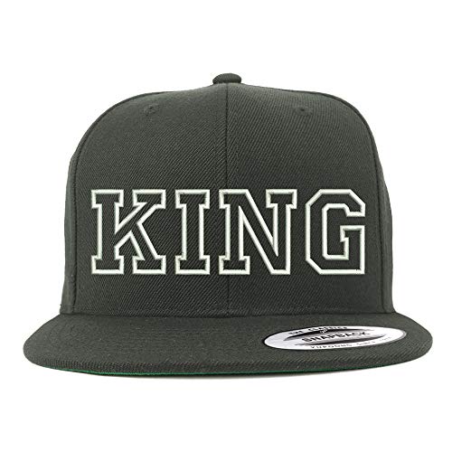 Trendy Apparel Shop King Outline Embroidered Snapback Flatbill Baseball Cap