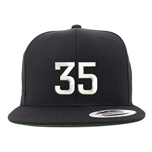 Trendy Apparel Shop Number 35 Embroidered Snapback Flatbill Baseball Cap