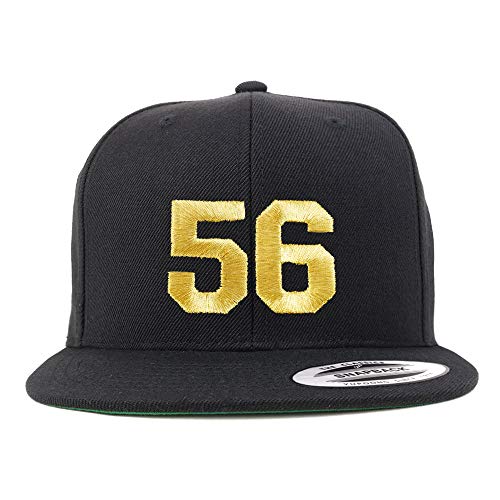 Trendy Apparel Shop Number 56 Gold Thread Flat Bill Snapback Baseball Cap