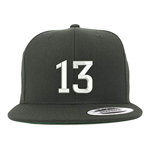 Trendy Apparel Shop Number 13 Embroidered Snapback Flatbill Baseball Cap