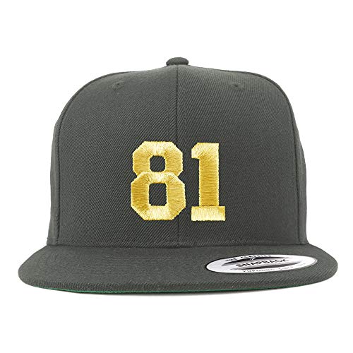 Trendy Apparel Shop Number 81 Gold Thread Flat Bill Snapback Baseball Cap