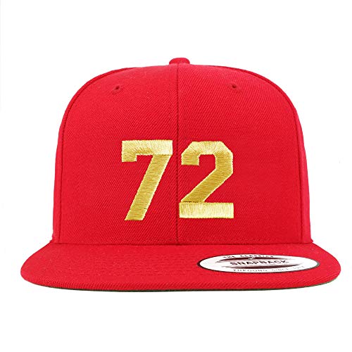 Trendy Apparel Shop Number 72 Gold Thread Flat Bill Snapback Baseball Cap