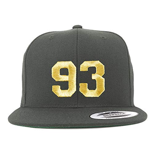 Trendy Apparel Shop Number 93 Gold Thread Flat Bill Snapback Baseball Cap