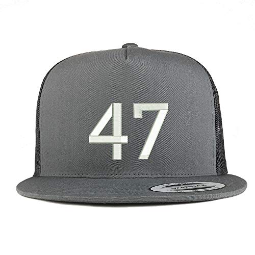 Trendy Apparel Shop Number 47 Embroidered 5 Panel Flatbill Trucker Mesh Cap