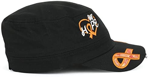 Trendy Apparel Shop Hope Leukemia Cancer Awareness Orange Ribbon Embroidered Flat Top Cap