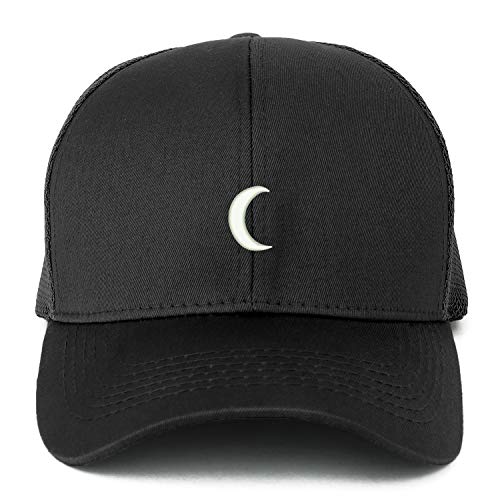 Trendy Apparel Shop XXL Crescent Moon Embroidered Structured Trucker Mesh Cap