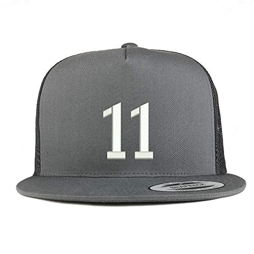 Trendy Apparel Shop Number 11 Embroidered 5 Panel Flatbill Trucker Mesh Cap