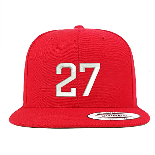 Trendy Apparel Shop Number 27 Embroidered Snapback Flatbill Baseball Cap