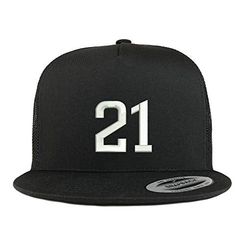 Trendy Apparel Shop Number 21 Embroidered 5 Panel Flatbill Trucker Mesh Cap