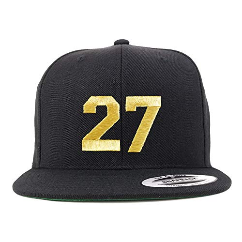 Trendy Apparel Shop Number 27 Gold Thread Flat Bill Snapback Baseball Cap