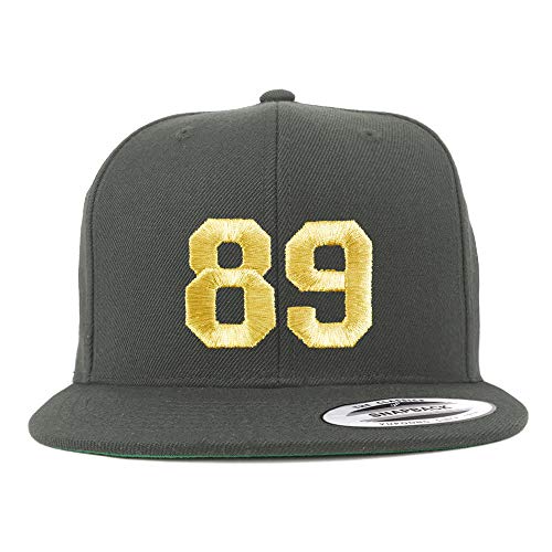 Trendy Apparel Shop Number 89 Gold Thread Flat Bill Snapback Baseball Cap