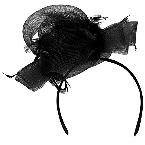 Trendy Apparel Shop Three Feathered Flowers Mesh Loop Fascinator Headband