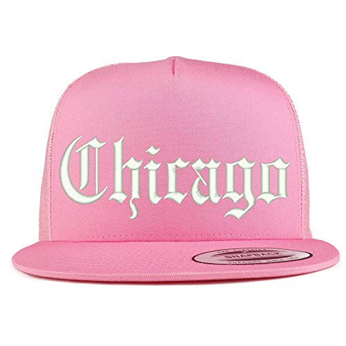 Trendy Apparel Shop Old English Font Chicago City Embroidered 5 Panel Mesh Cap