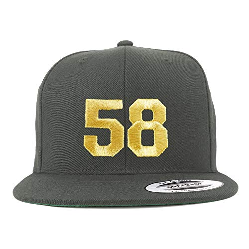 Trendy Apparel Shop Number 58 Gold Thread Flat Bill Snapback Baseball Cap