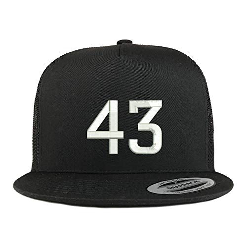 Trendy Apparel Shop Number 43 Embroidered 5 Panel Flatbill Trucker Mesh Cap