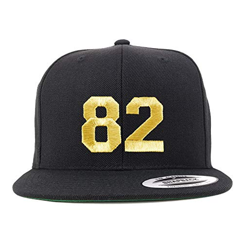 Trendy Apparel Shop Number 82 Gold Thread Flat Bill Snapback Baseball Cap