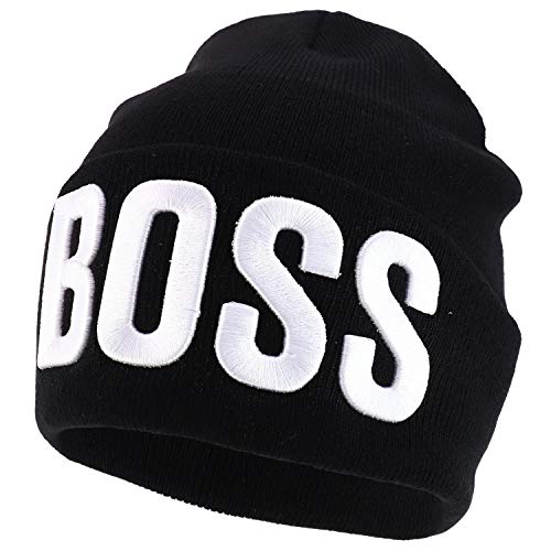 Trendy Apparel Shop Boss and BeHumble Embroidered Winter Cuff Folded Long Beanie