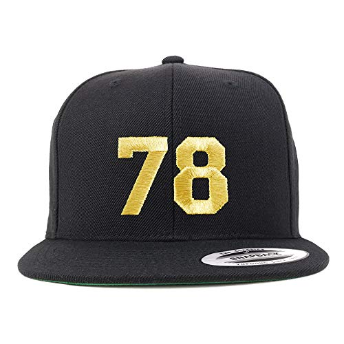 Trendy Apparel Shop Number 78 Gold Thread Flat Bill Snapback Baseball Cap