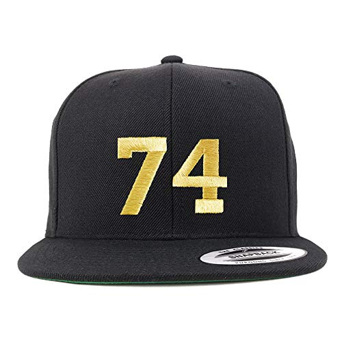 Trendy Apparel Shop Number 74 Gold Thread Flat Bill Snapback Baseball Cap