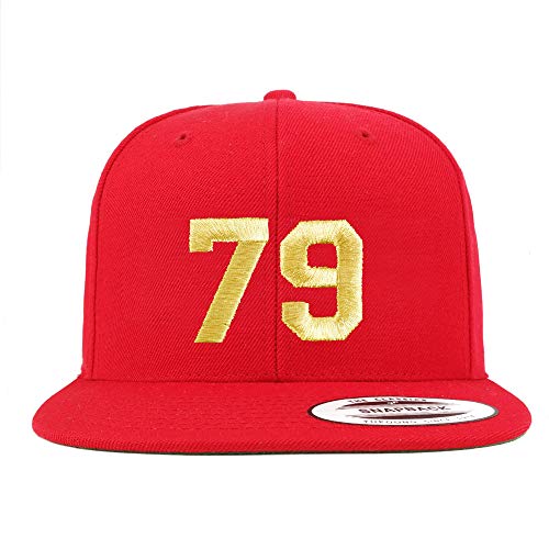 Trendy Apparel Shop Number 79 Gold Thread Flat Bill Snapback Baseball Cap