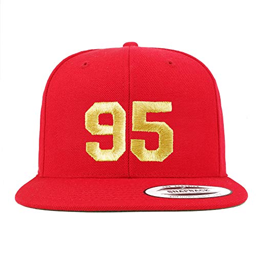 Trendy Apparel Shop Number 95 Gold Thread Flat Bill Snapback Baseball Cap