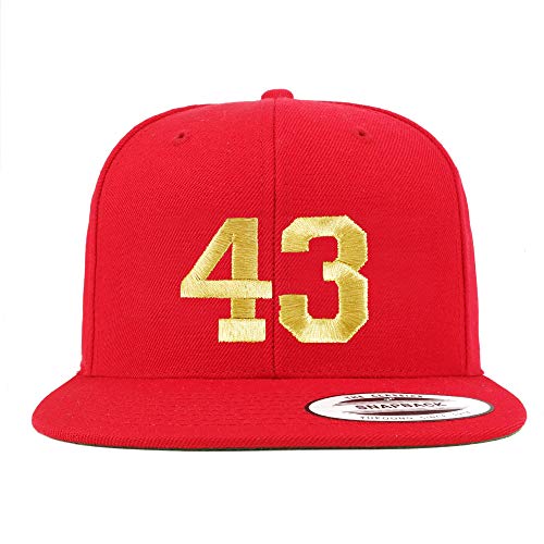 Trendy Apparel Shop Number 43 Gold Thread Flat Bill Snapback Baseball Cap