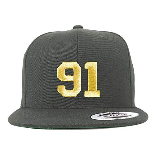 Trendy Apparel Shop Number 91 Gold Thread Flat Bill Snapback Baseball Cap