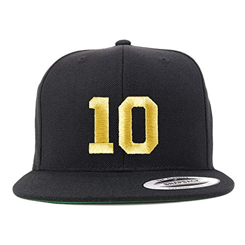 Trendy Apparel Shop Number 10 Gold Thread Flat Bill Snapback Baseball Cap