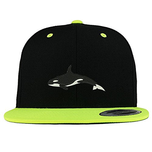 Trendy Apparel Shop Orca Killer Whale Embroidered Premium 2-Tone Flat Bill Snapback Cap