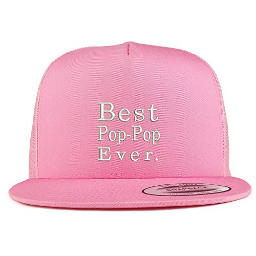 Trendy Apparel Shop Best Pop Pop Ever 5 Panel Flatbill Trucker Mesh Snapback Cap