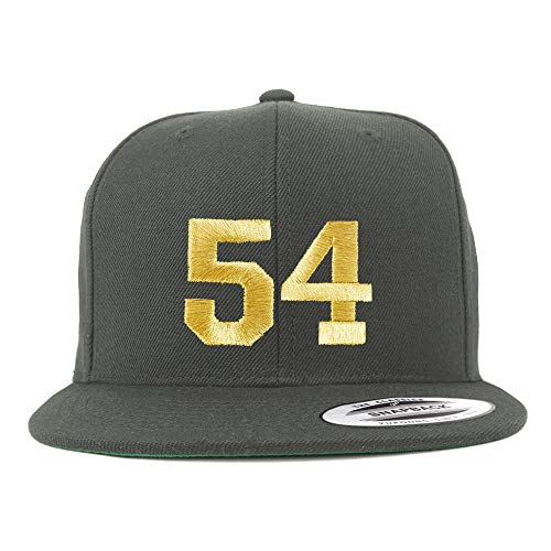 Trendy Apparel Shop Number 54 Gold Thread Flat Bill Snapback Baseball Cap