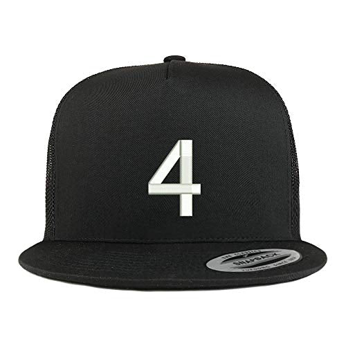 Trendy Apparel Shop Number 4 Embroidered 5 Panel Flatbill Trucker Mesh Cap