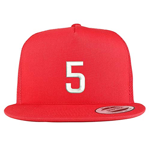 Trendy Apparel Shop Number 5 Embroidered 5 Panel Flatbill Trucker Mesh Cap