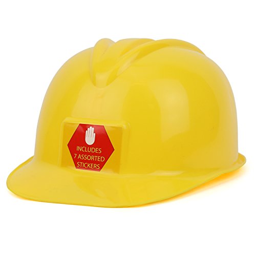 Trendy Apparel Shop Youth Size Construction Worker's Helmet with Assorted Stickers - YELLOW