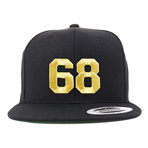 Trendy Apparel Shop Number 68 Gold Thread Flat Bill Snapback Baseball Cap