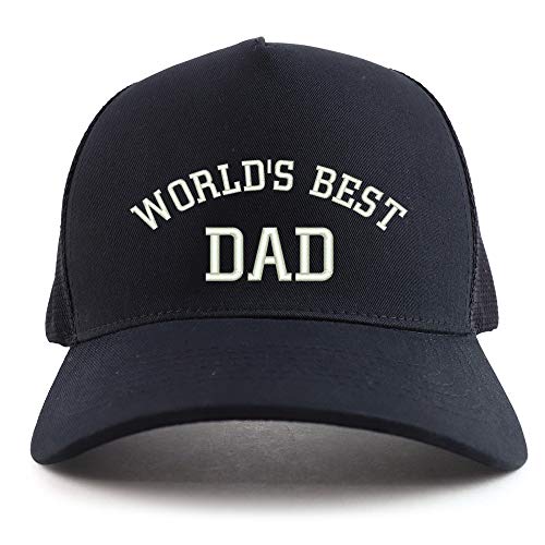 Trendy Apparel Shop World's Best Dad Embroidered Oversized 5 Panel XXL Trucker Mesh Cap