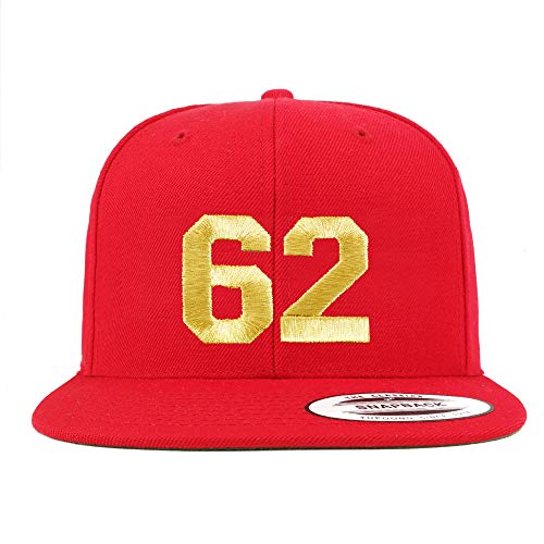 Trendy Apparel Shop Number 62 Gold Thread Flat Bill Snapback Baseball Cap