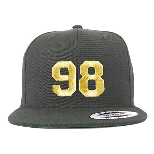 Trendy Apparel Shop Number 98 Gold Thread Flat Bill Snapback Baseball Cap