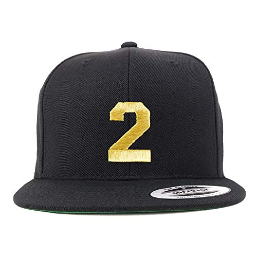 Trendy Apparel Shop Number 2 Gold Thread Flat Bill Snapback Baseball Cap