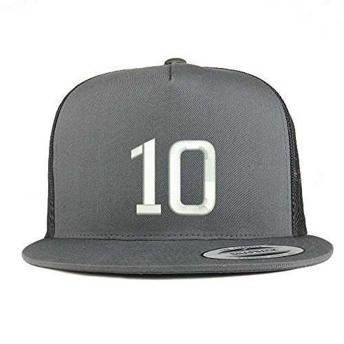 Trendy Apparel Shop Number 10 Embroidered 5 Panel Flatbill Trucker Mesh Cap