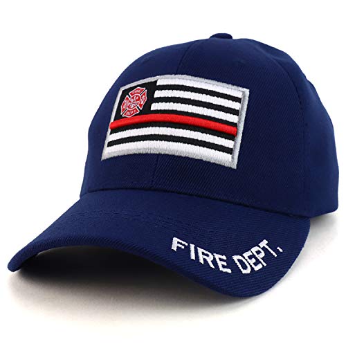 Trendy Apparel Shop USA Thin Red Line Flag Embroidered Structured Baseball Cap