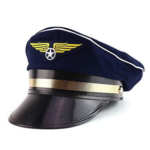 Trendy Apparel Shop Airline Cotton Pilot Hat with Adjustable Back - Navy